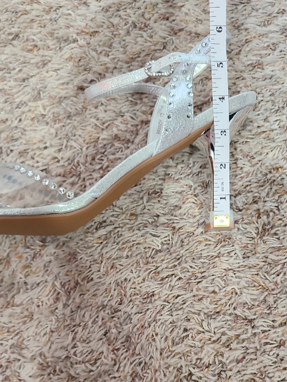 Elegant Women's Silver Jeweled Ankle-Strap Heels - Picture 5 of 6